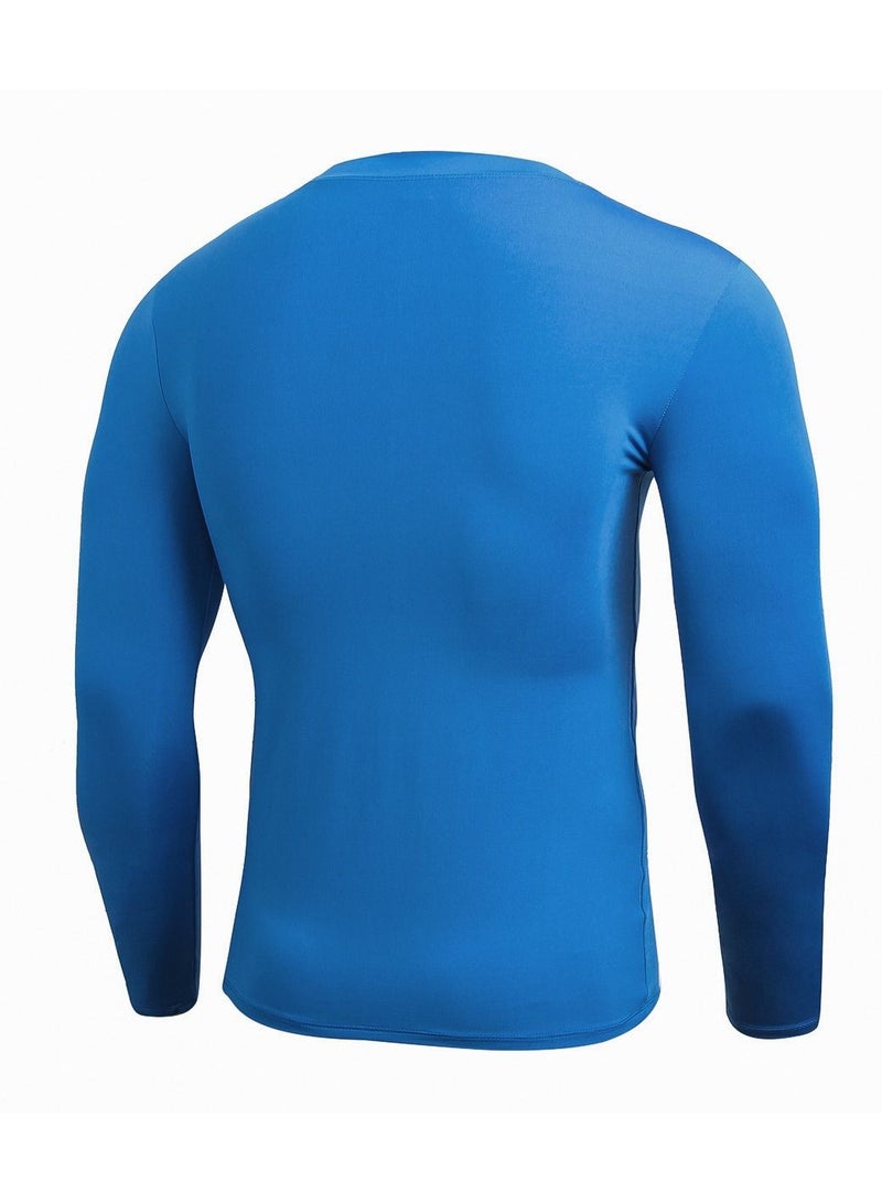 NIBEMINENT Men Quick Dry Breathable Long Sleeve Shirt Blue - Image 2