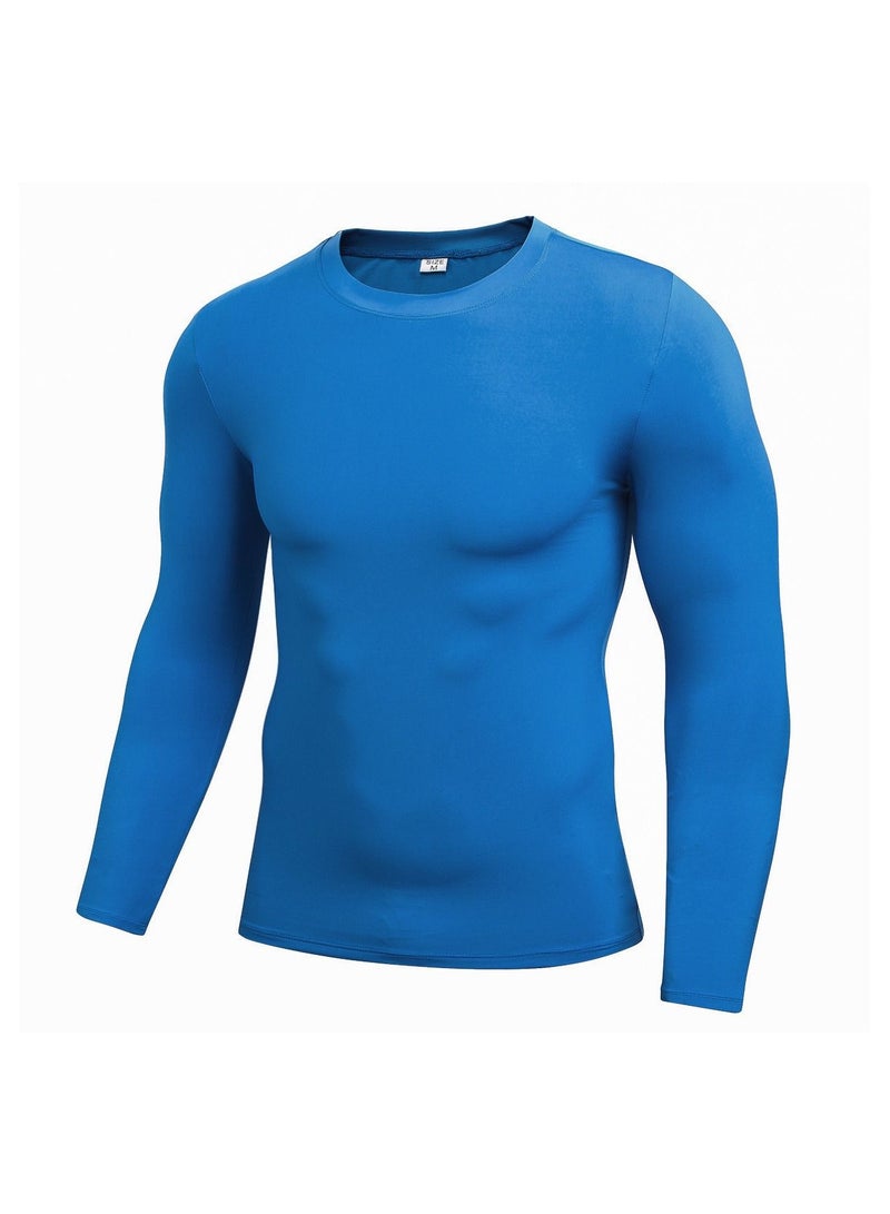 NIBEMINENT Men Quick Dry Breathable Long Sleeve Shirt Blue - Image 1