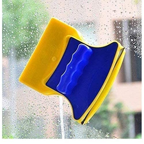 JK Enterprise Magnetic Double Side Window Cleaner Tool Glazed Two Sided Glass Cleaning Wiper Brush with 2 Extra Cleaning Cotton Pads Squeegee Washing Equipment Household Glass Cleaner
