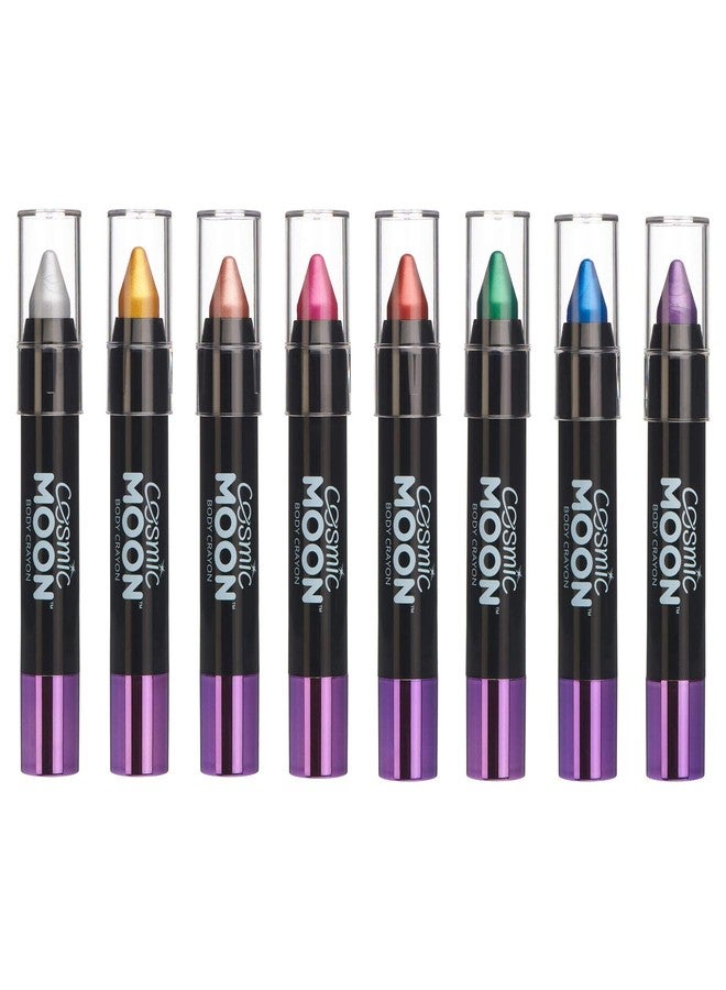 Cosmic Moon - Metallic Face Paint Stick/Body Crayon makeup for the Face & Body - 0.12oz - Easily create metallic designs like a pro! - Set of 8 colours! - Image 1