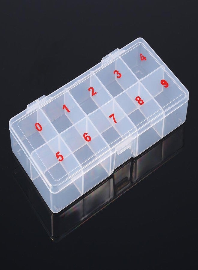 Ruby Face Rubyface Nail Tip Box False Empty Nails Tips Organizer Storage, 10 Number Spaces Storage Case Container Nails Box Plastic Grid for Fingernails Crystal, Jewelry, Accessories (White 1 pcs) - Image 1