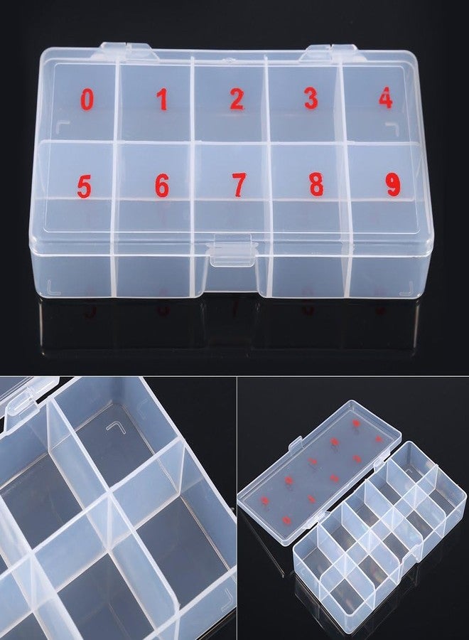 Ruby Face Rubyface Nail Tip Box False Empty Nails Tips Organizer Storage, 10 Number Spaces Storage Case Container Nails Box Plastic Grid for Fingernails Crystal, Jewelry, Accessories (White 1 pcs) - Image 2