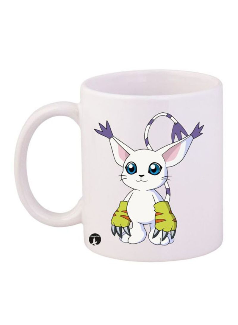 Digimon Printed Mug White/Yellow/Purple 12ounce