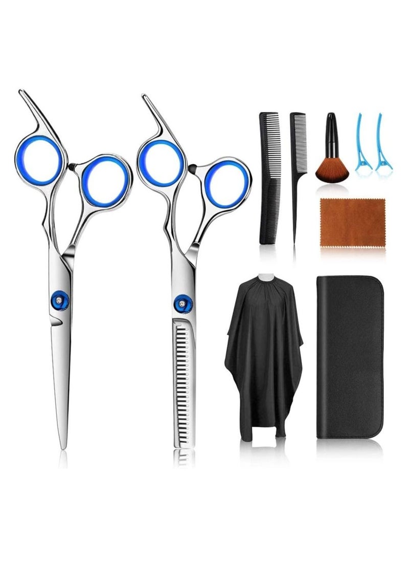 Y&D Hair Cutting Scissors Kits, 10 Pcs Stainless Steel Hairdressing Shears Set Professional Thinning  - Image 1
