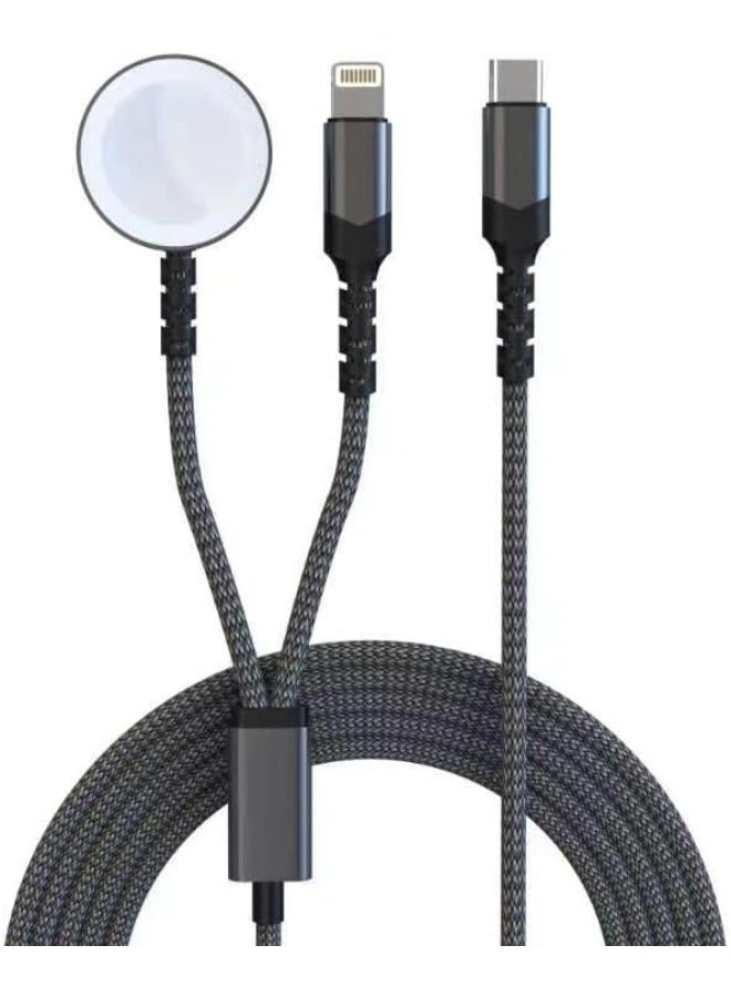 Trands TR-CA8724 2-in-1 Wireless Charging Cable, Black - Image 1