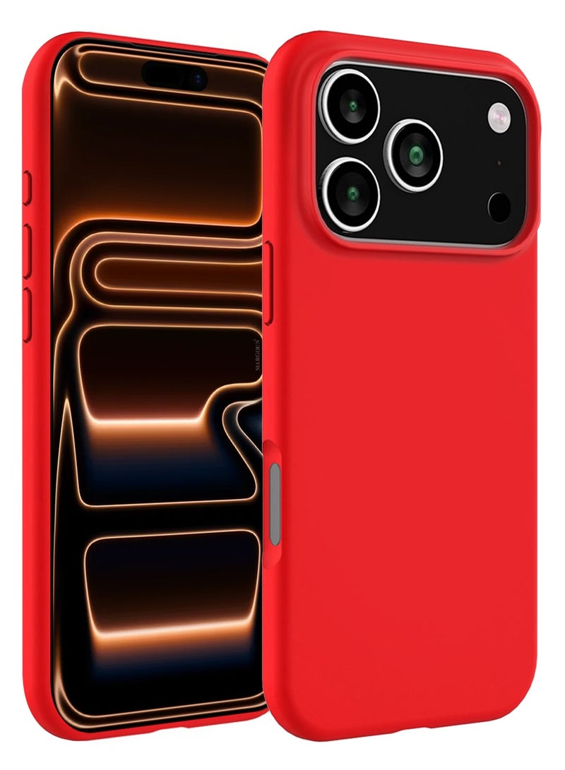 CATANES Silicone Protective Phone Case for iPhone 17 Pro - Soft Anti-Scratch Microfiber Lining Ultra Slim Drop Protection Phone Cover - Red - Image 1