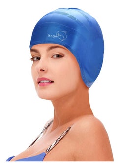 Dolphin Silicone Swim Cap With Ear Protection 3D Waterproof For Adult, Blue  - Image 2