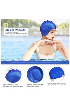 Dolphin Silicone Swim Cap With Ear Protection 3D Waterproof For Adult, Blue  - Image 4