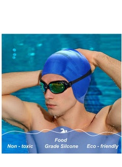 Dolphin Silicone Swim Cap With Ear Protection 3D Waterproof For Adult, Blue  - Image 5
