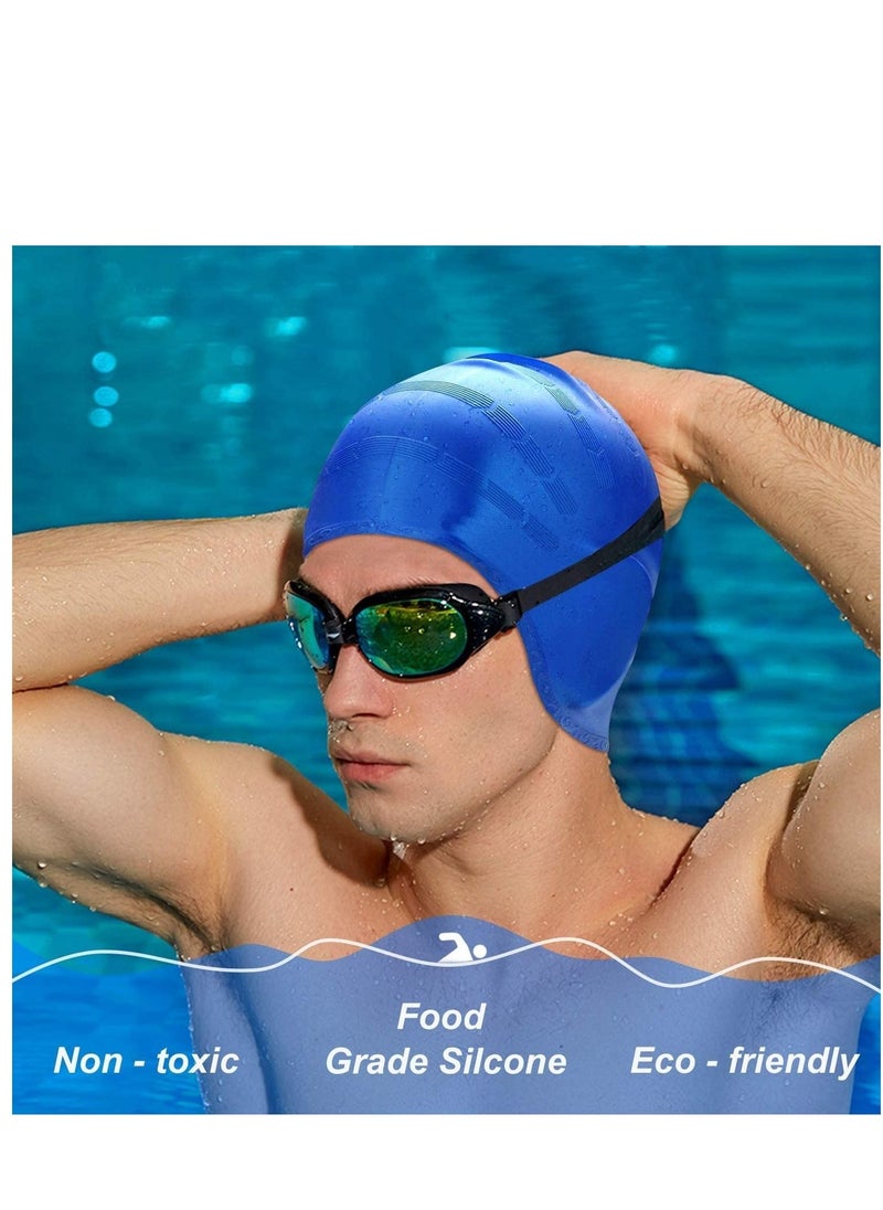 Dolphin Silicone Swim Cap With Ear Protection 3D Waterproof For Adult, Blue  - Image 5