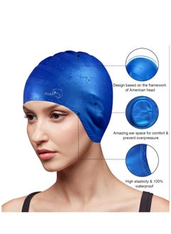 Dolphin Silicone Swim Cap With Ear Protection 3D Waterproof For Adult, Blue  - Image 3