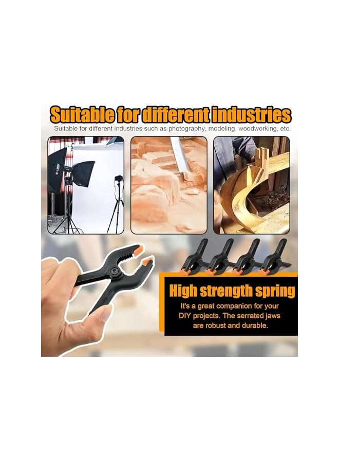 promass Spring Clamps, 20pcs Mini Backdrop Clips 2 Inch Heavy Duty Plastic Spring Clamps Plastic Clips for Woodworking, Photography Studio, Home Improvement - Image 5