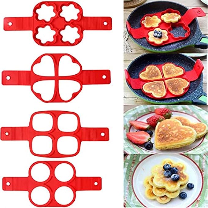 CCC Egg Pancake Ring Nonstick Pancake Maker Mold Silicone Egg Cooker Fried Egg Shaper Omelet Moulds For Kitchen Baking Accessories Heart Shape - Image 1