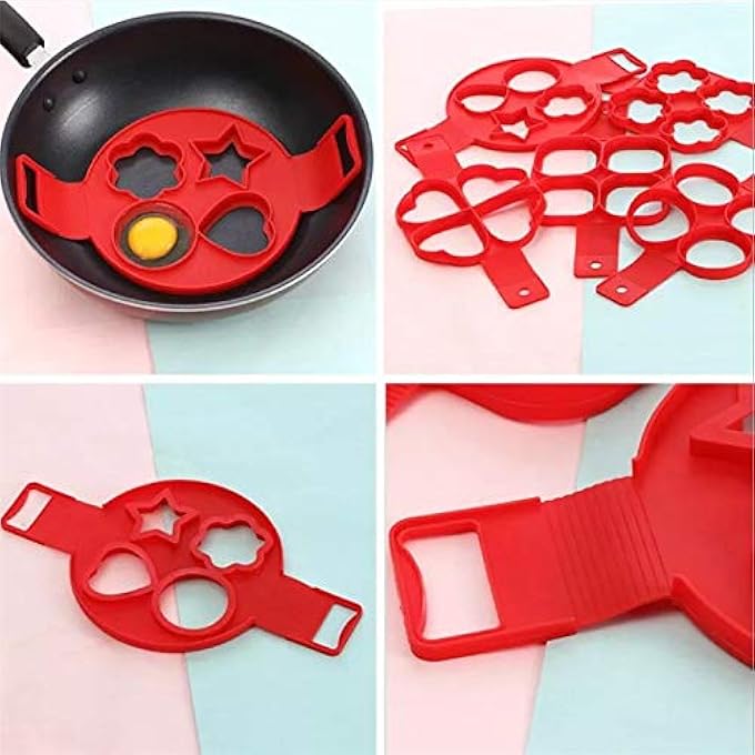 CCC Egg Pancake Ring Nonstick Pancake Maker Mold Silicone Egg Cooker Fried Egg Shaper Omelet Moulds For Kitchen Baking Accessories Heart Shape - Image 3