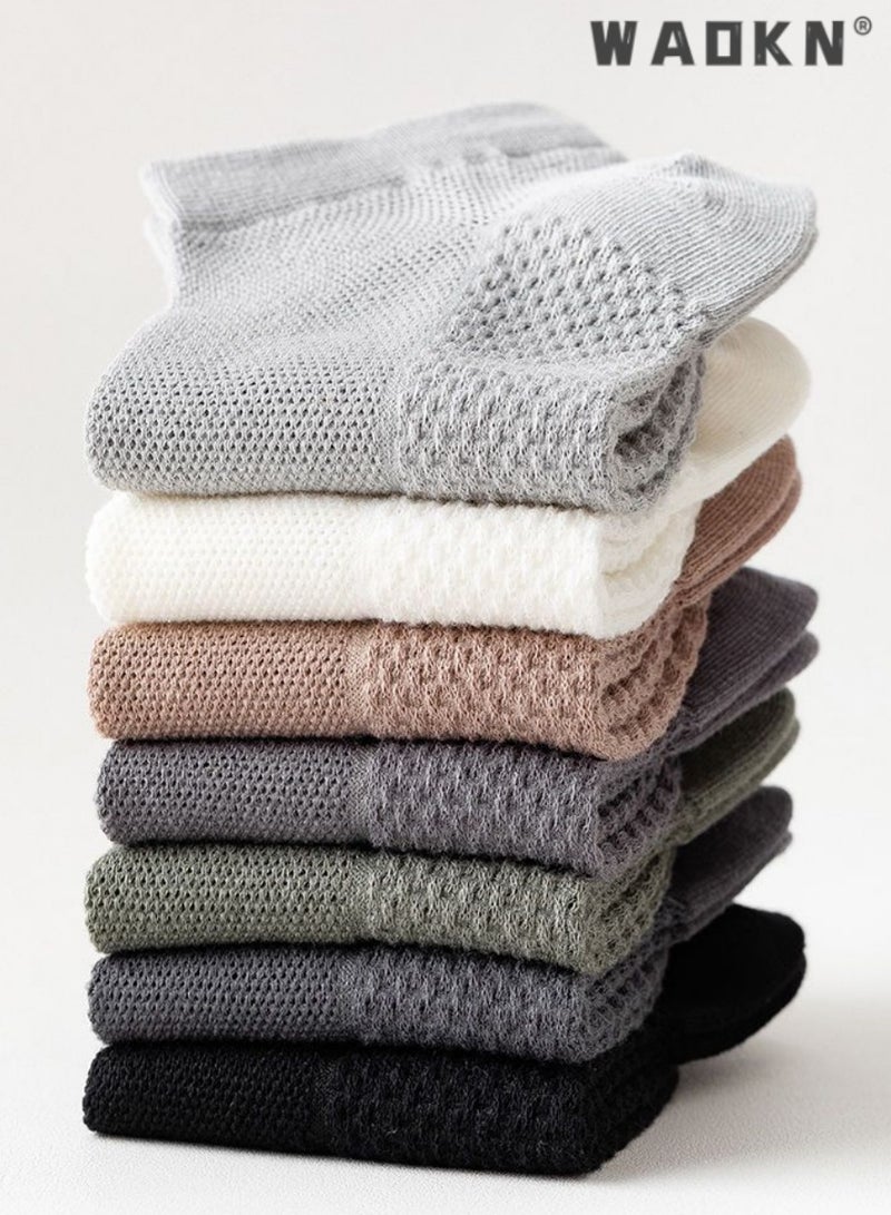 دبليو أيه أو كي أن جوارب رجالية من القطن الشبكي منخفضة القطع حتى الكاحل (7 أزواج) - ناعمة، قابلة للتنفس، تمتص الرطوبة، ألوان متنوعة، جوارب رياضية مريحة للجري والرياضة والارتداء اليومي، متينة وخفيفة الوزن - Image 4