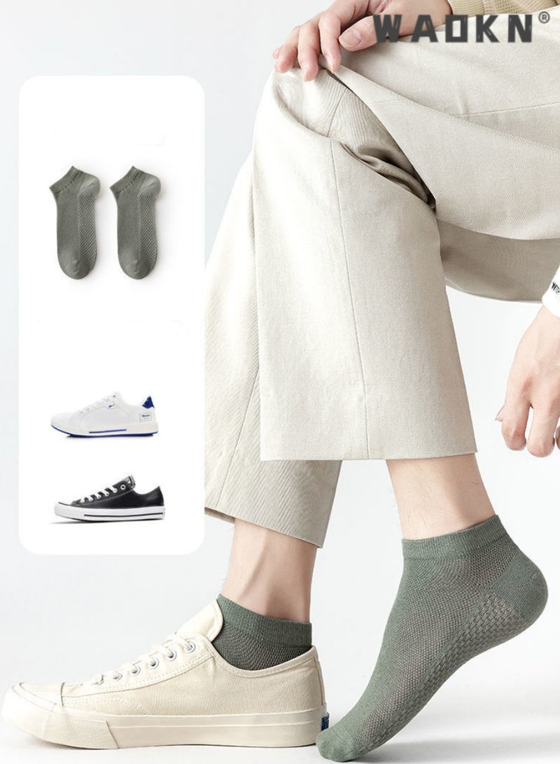 دبليو أيه أو كي أن جوارب رجالية من القطن الشبكي منخفضة القطع حتى الكاحل (7 أزواج) - ناعمة، قابلة للتنفس، تمتص الرطوبة، ألوان متنوعة، جوارب رياضية مريحة للجري والرياضة والارتداء اليومي، متينة وخفيفة الوزن - Image 2