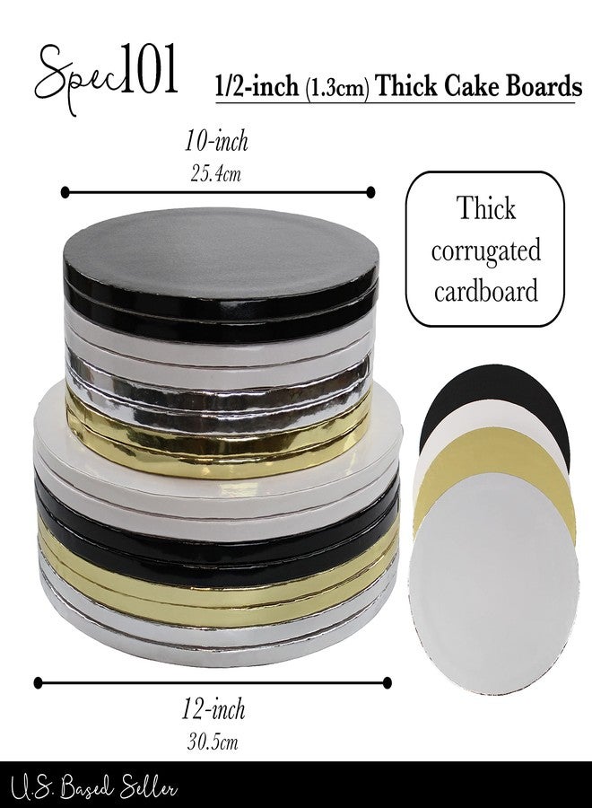 Spec101 Foil Cake Board Wrap Cake Bases - 16pk Gold Silver White Black Cake Drums 10 and 12 Inch Cake Boards - Image 2