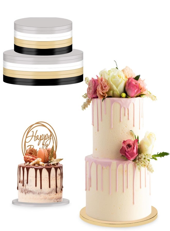 Spec101 Foil Cake Board Wrap Cake Bases - 16pk Gold Silver White Black Cake Drums 10 and 12 Inch Cake Boards - Image 1