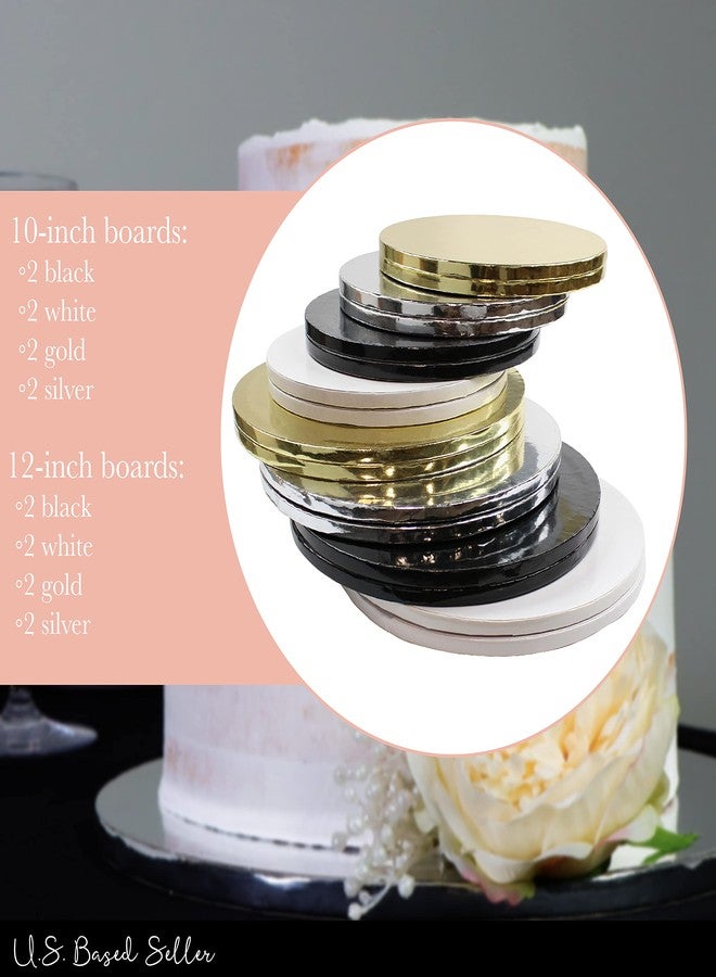 Spec101 Foil Cake Board Wrap Cake Bases - 16pk Gold Silver White Black Cake Drums 10 and 12 Inch Cake Boards - Image 3