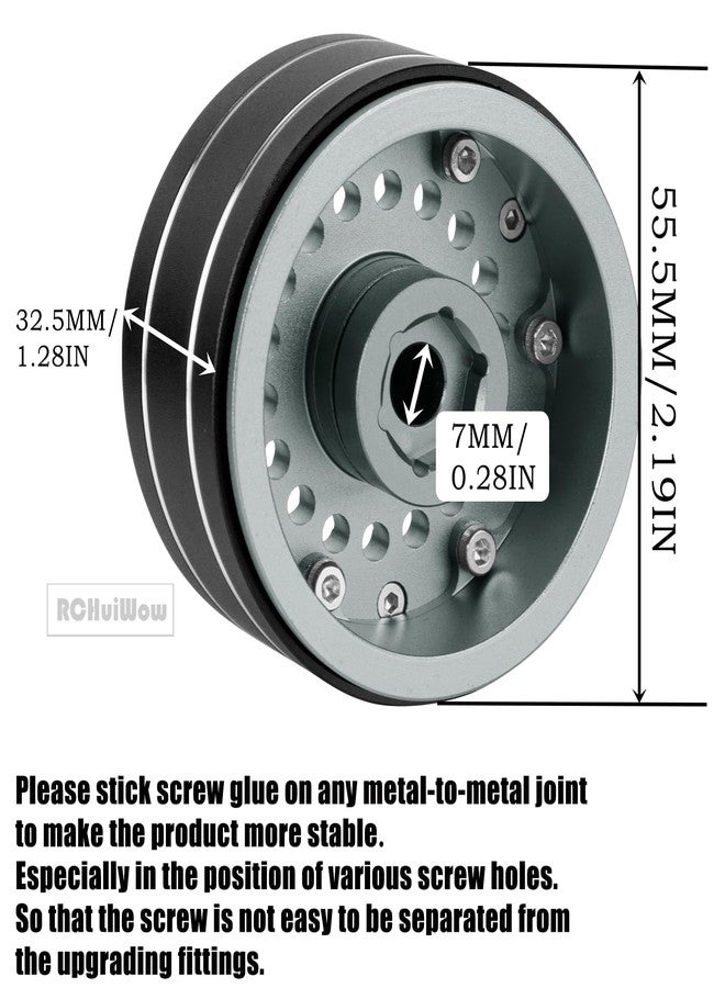 RCHuiWow RC 1.9 Beadlock Wheels Rainbow Wheels for 1/10 SCX10 90046 AXI03007 TRX4 VS4-10 Gen8 MST CFX,Alloy Aluminium 1.9 rc Wheel 1.9 Beadlock Rims,Titanium - Image 3