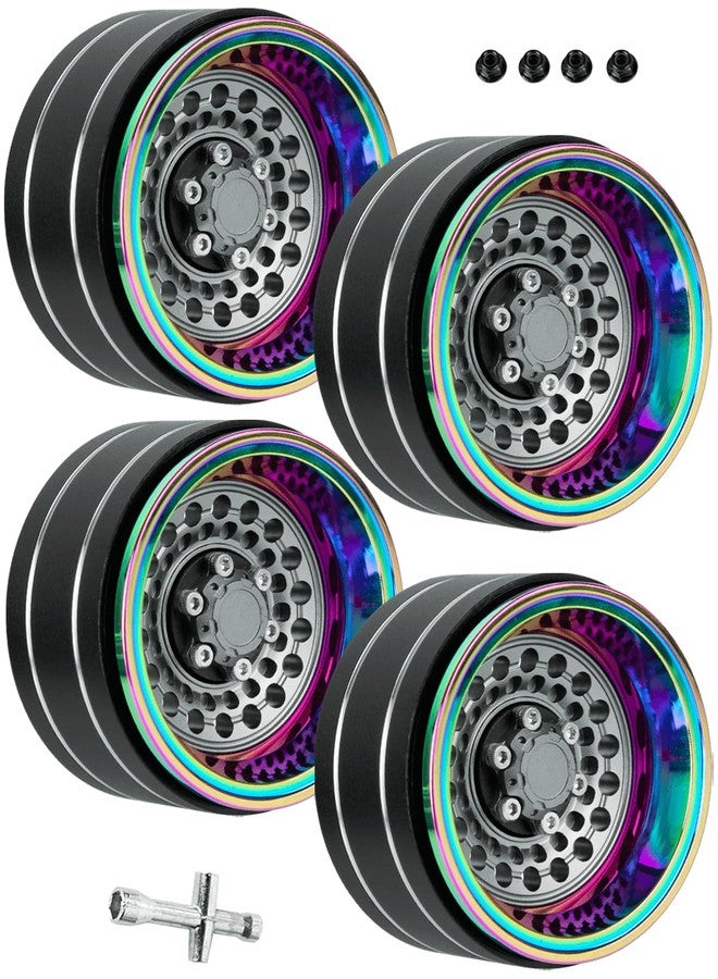RCHuiWow RC 1.9 Beadlock Wheels Rainbow Wheels for 1/10 SCX10 90046 AXI03007 TRX4 VS4-10 Gen8 MST CFX,Alloy Aluminium 1.9 rc Wheel 1.9 Beadlock Rims,Titanium - Image 1