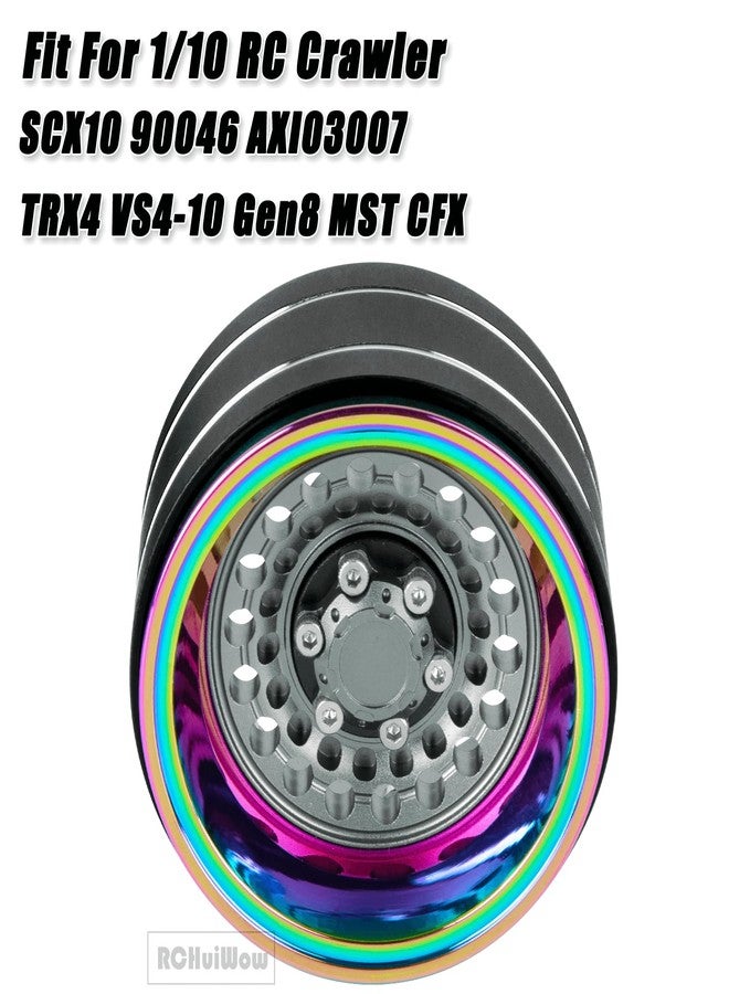 RCHuiWow RC 1.9 Beadlock Wheels Rainbow Wheels for 1/10 SCX10 90046 AXI03007 TRX4 VS4-10 Gen8 MST CFX,Alloy Aluminium 1.9 rc Wheel 1.9 Beadlock Rims,Titanium - Image 2
