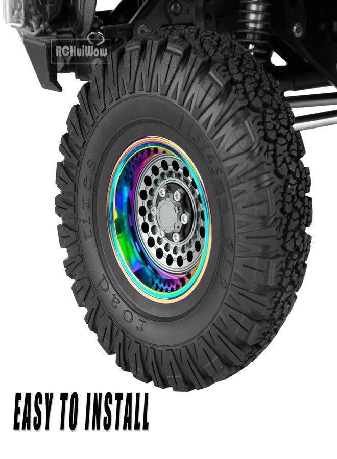 RCHuiWow RC 1.9 Beadlock Wheels Rainbow Wheels for 1/10 SCX10 90046 AXI03007 TRX4 VS4-10 Gen8 MST CFX,Alloy Aluminium 1.9 rc Wheel 1.9 Beadlock Rims,Titanium - Image 4