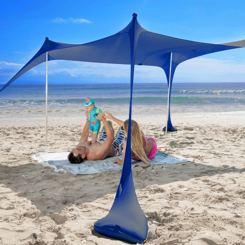 SUN NINJA Beach Tent Sun Shelter UPF50+ - Easy Pop Up Beach Canopy - Outdoor Shade for Camping Trips, Fishing, Backyard Fun Picnics - Sand Shovel, Ground Pegs & Stability Poles - Image 2