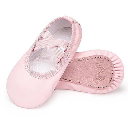 Stelle Girls Ballet Shoes Boys Toddler Soft Leather Dance Slippers for Toddler/Little Kid/Big Kid(Pink2, 9MT) - Image 1