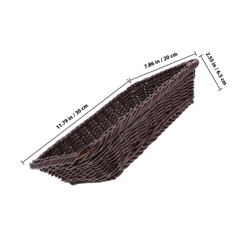 سلة خبز منسوجة بيضاوية الشكل 11.8x7.9x2.8 بوصة باللون البني الداكن لتقديم وتخزين المطبخ - Image 3