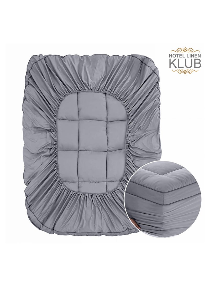 Hotel Linen Klub Mattress Topper – Extra-Thick 9Cm/800 Gsm Microfiber Pillow Top, Fitted Style, 200 X 200Cm, Grey – Plush Cushioning For Back Pain Relief, Deep Pocket 25–30Cm With All-Around Elastic, Soft & Durable - Image 5