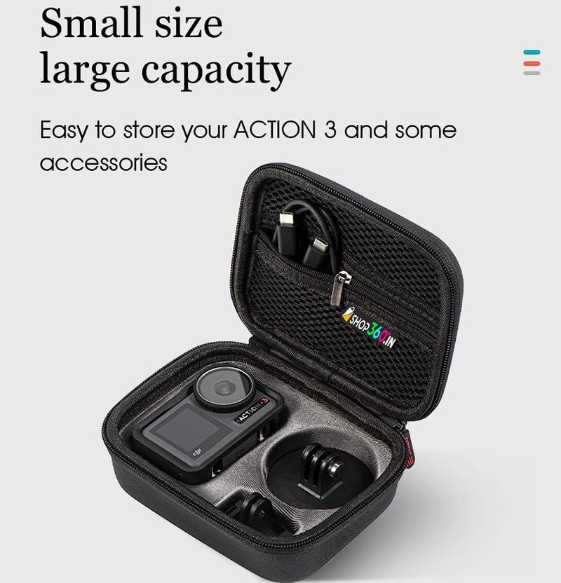 Careflection Storage Box for DJI OSMO Action 3 / DJI Action 4 Standard Combo Water Proof Carry Case Shock Proof Action Camera Bag Perfect Mould : Protective Travel with Carabiner + Landyard Hand Ropes - 5 years Warranty - Image 4