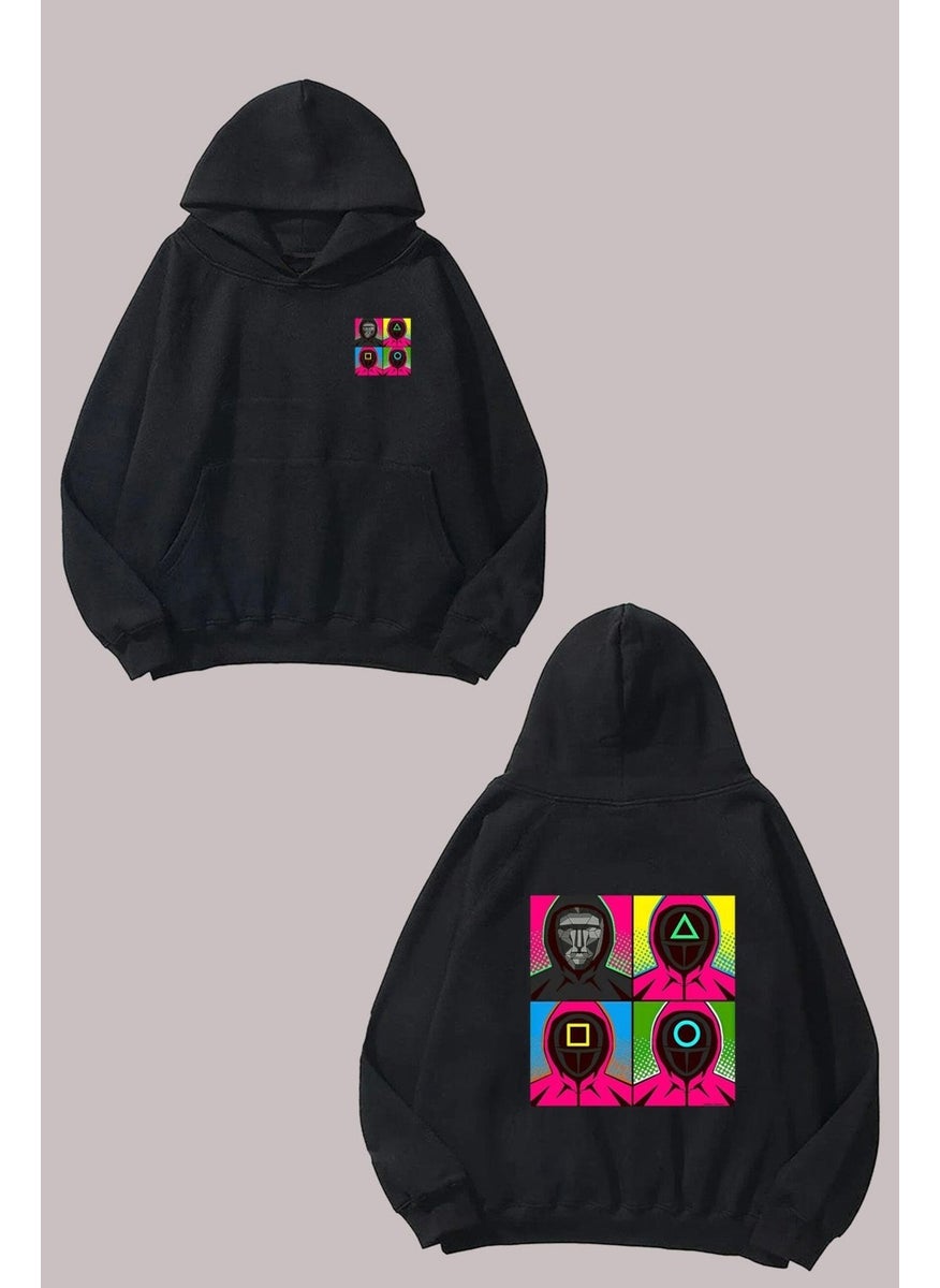 The Wert - Unisex Squid Game Character Design Front Back Printed Regular Fit Black Sweatshirt - Image 1