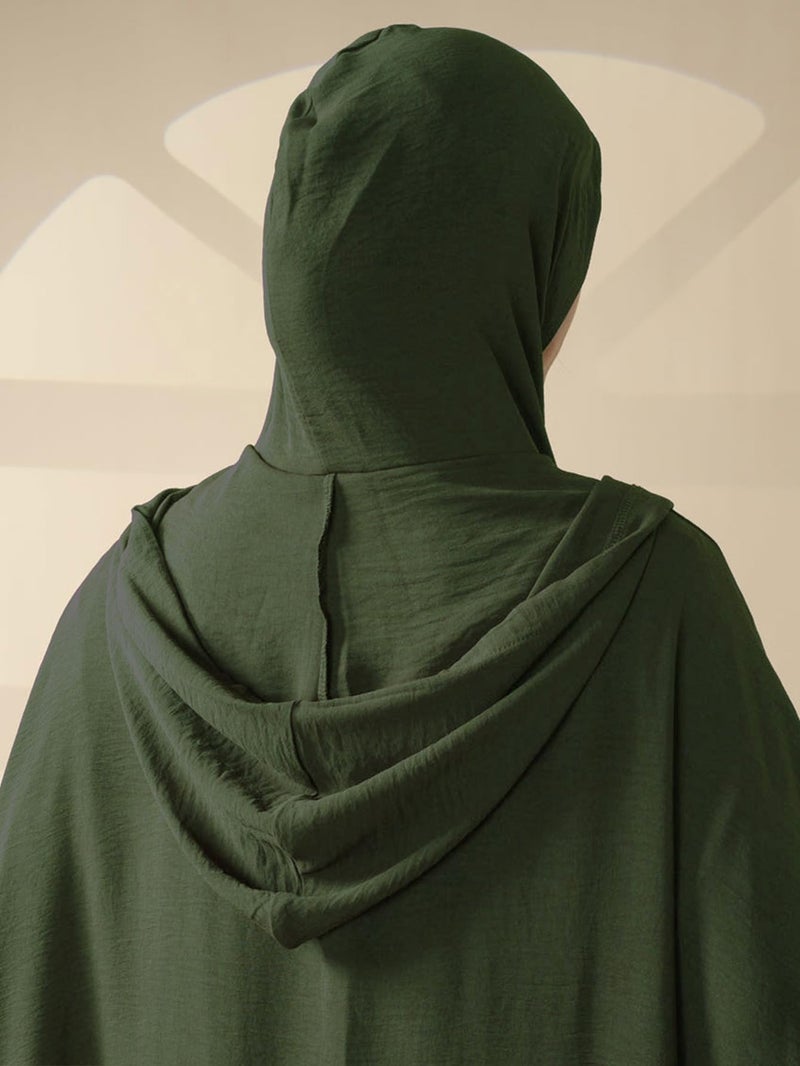 MedeShe Women's Modest Loose Hooded Kaftan Abayas Elegant Batwing Sleeve Muslim Ramadan Prayer Dress (Olive Green, One Size) - Image 4
