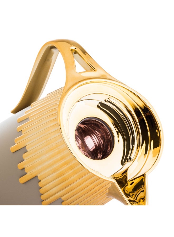 BASURRAH Tea And Coffee Thermos Set 2-Piece Beige And Gold - Image 4