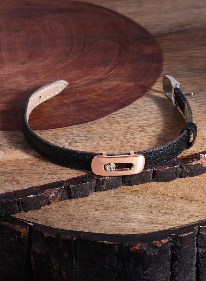 مينوتيا سوار رجالي من مينوتيا مطلي بالذهب الوردي مرصع بالكريستال، موديل MNT263_RG - Image 5