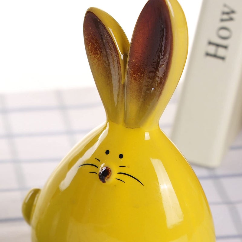 WHJY 2pcs Cute Long-Eared Bunny Sculpture Ornaments Desktop Ceramic Easter Rabbit Bunny Figure,Cute Home Decorations, for All Home Styles - Image 5