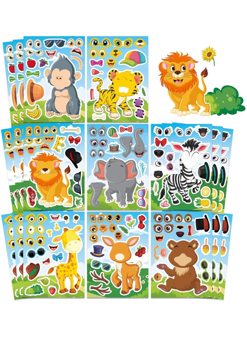 24 Sheets Animal Stickers for Kids, Make Your Own Safari Animal Mix and Match Sticker for School Classroom Techer Reward Stickers Birthday Party - Image 1