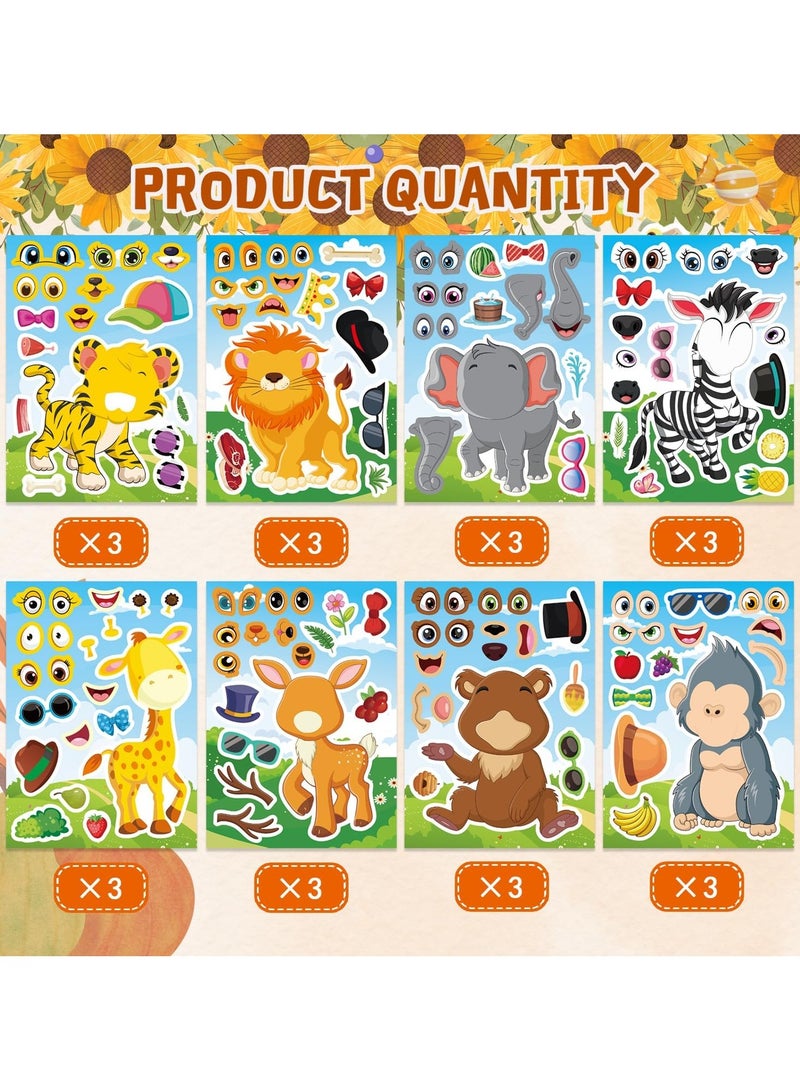 24 Sheets Animal Stickers for Kids, Make Your Own Safari Animal Mix and Match Sticker for School Classroom Techer Reward Stickers Birthday Party - Image 4