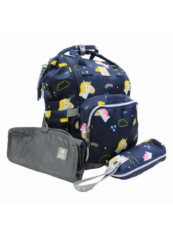 LeQueen Diamond 7th Edition Soft Waterproof Diaper Bag - Blue with Unicorn Print - Image 2