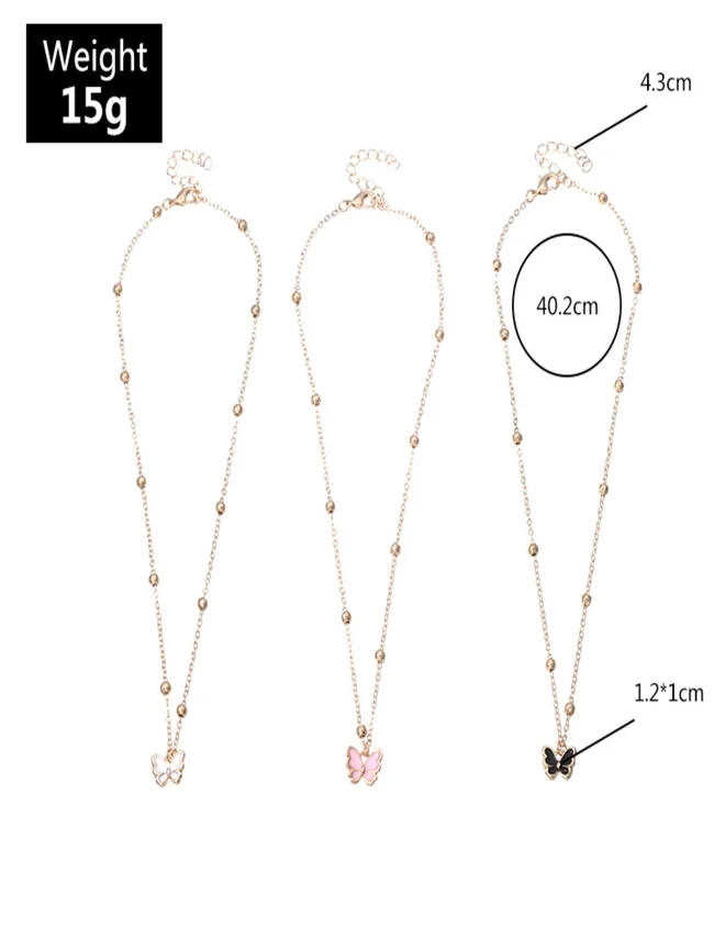 تايك تو Take Two Set of 3 - Butterfly Pendant Necklace
