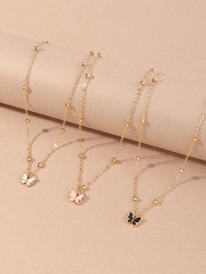تايك تو Take Two Set of 3 - Butterfly Pendant Necklace