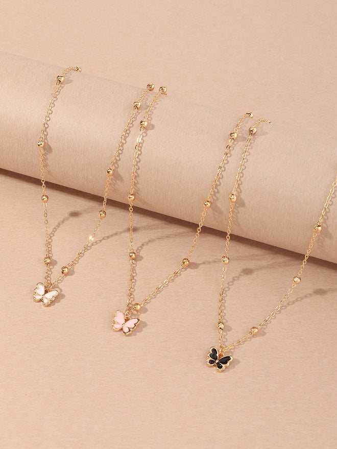 Take Two Set of 3 - Butterfly Pendant Necklace - Image 1