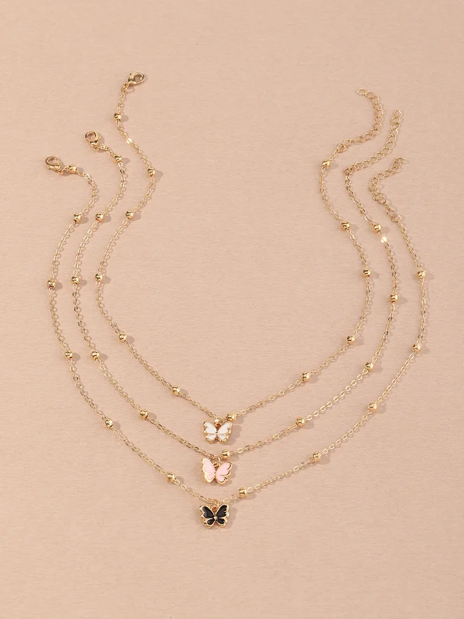 تايك تو Take Two Set of 3 - Butterfly Pendant Necklace