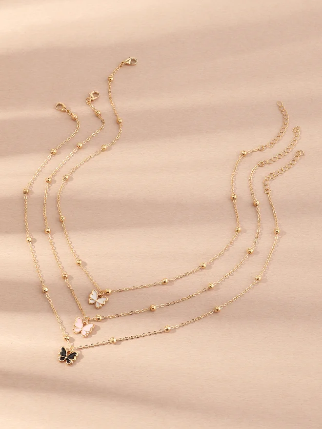 تايك تو Take Two Set of 3 - Butterfly Pendant Necklace