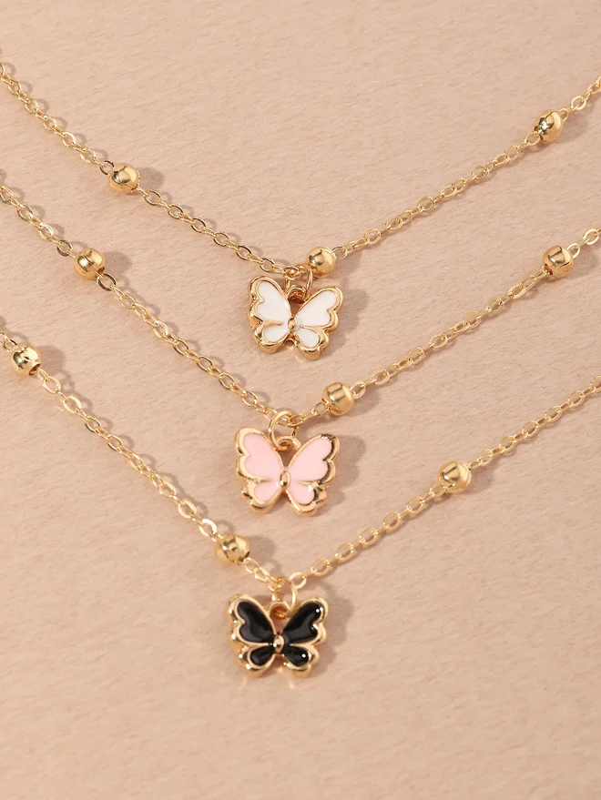 تايك تو Take Two Set of 3 - Butterfly Pendant Necklace