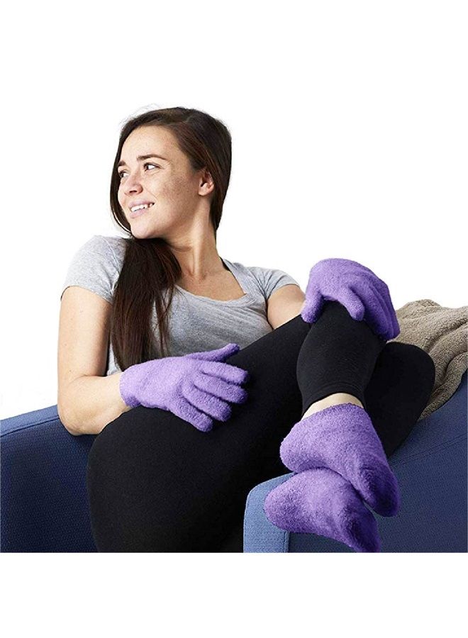 NatraCure Moisturizing Gel Booties and Gloves Set - (for Dry Skin, Dry Hands, feet, Cracked Heels, cuticles, Rough Skin, Dead Skin, use with Your Favorite lotions) - 155/175-LAV/RET - Color: Lavender - Image 5