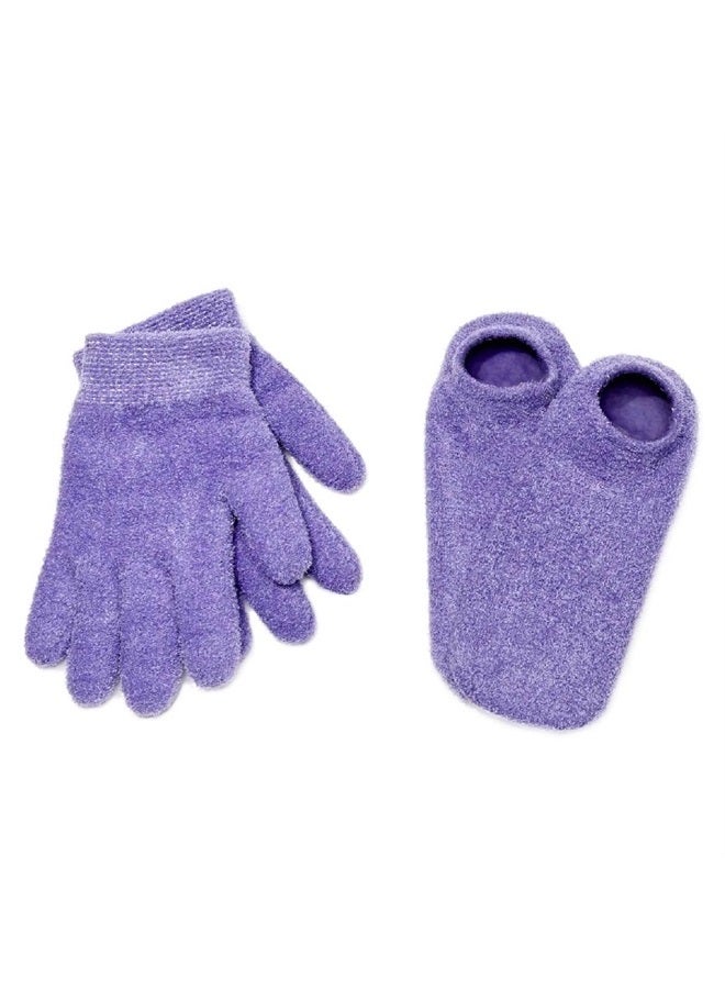 NatraCure Moisturizing Gel Booties and Gloves Set - (for Dry Skin, Dry Hands, feet, Cracked Heels, cuticles, Rough Skin, Dead Skin, use with Your Favorite lotions) - 155/175-LAV/RET - Color: Lavender - Image 1