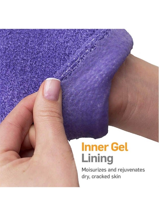 NatraCure Moisturizing Gel Booties and Gloves Set - (for Dry Skin, Dry Hands, feet, Cracked Heels, cuticles, Rough Skin, Dead Skin, use with Your Favorite lotions) - 155/175-LAV/RET - Color: Lavender - Image 2