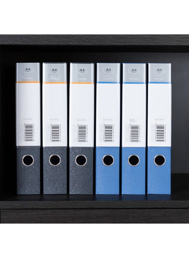 ديلي Deli 1 قطعة 55mm سلسلة Rui Shang صندوق ملفات بلاستيكي مُثخن، صندوق ملفات محاسبة A4 مُثخن، تخزين الامتحانات، P05606 رمادي داكن - Image 4